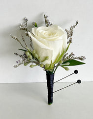C2186 - White & Black Boutonniere