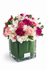 Happy Cube – Modern floral arrangement in a cube vase with fresh flowers in cheerful tones, perfect for birthday gifts.